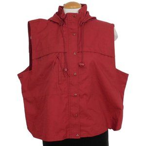 Red Cotton Ripstop Removable Hooded Vest 20
